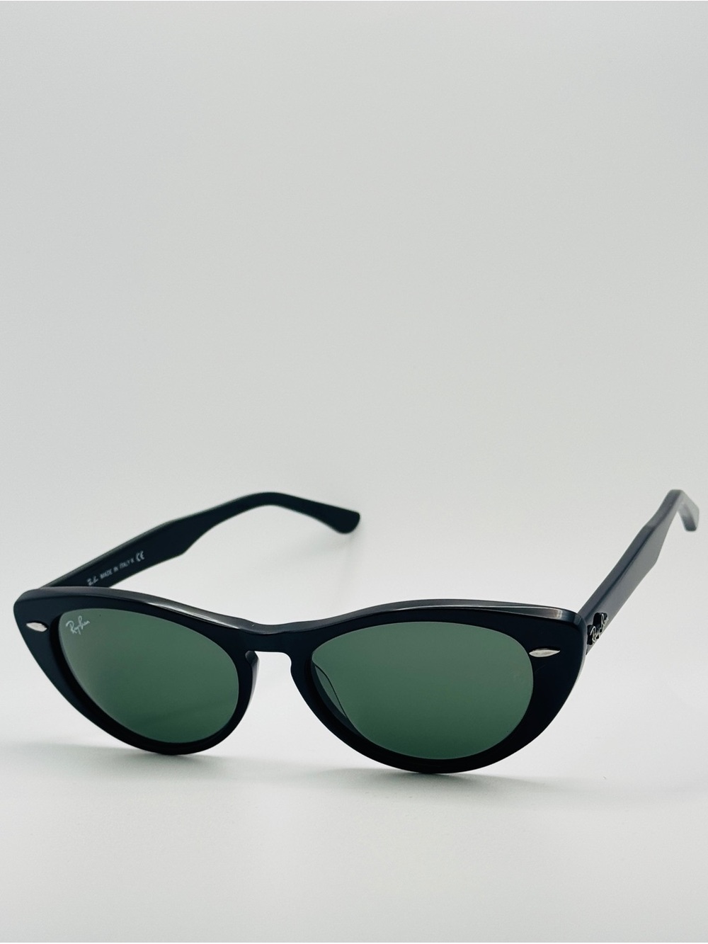 Ray-Ban Black Frame with Green Lenses Cat-Eye Sunglasses